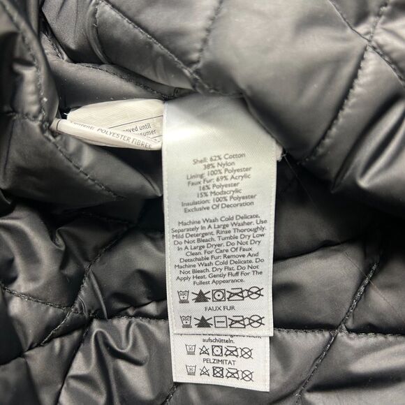 Eddie Bauer Jacket Womens Small Weatheredge Coat Hooded Faux Fur Black Parka - Picture 8 of 12